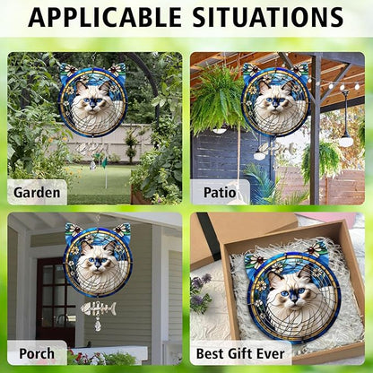 Birman Cat Wind Spinner, Birman Cat Wind Spinner Hanging for Yard and Garden