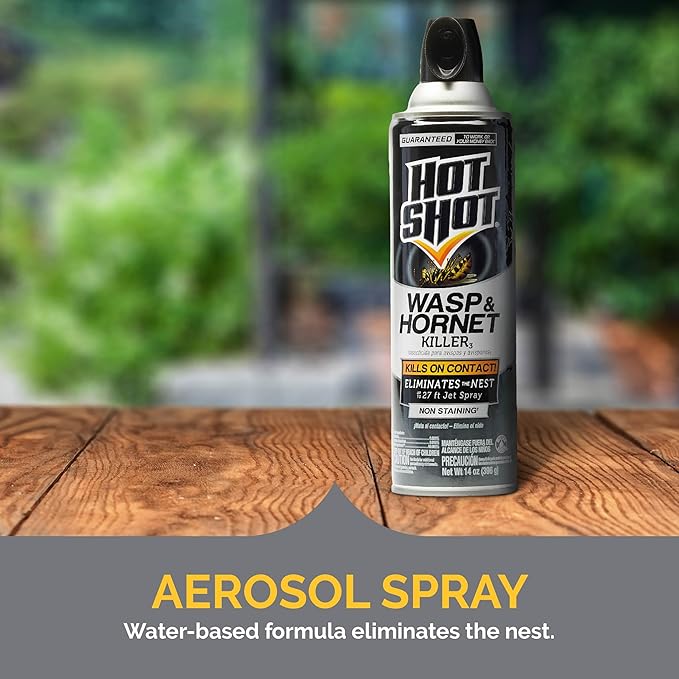Hot Shot Wasp And Hornet Killer 17.5 Ounces, Bonus Size, Up to 27-Foot Jet Spray, 12 Pack, Black