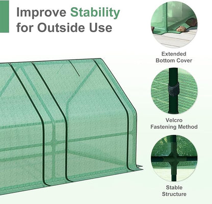 Aoodor 6 x 3 x 3 ft Mini Greenhouse with 2 Zipper Doors, Water-Resistant, UV-Protected for Flowers, Vegetables, and Herbs, Includes 3 Covers