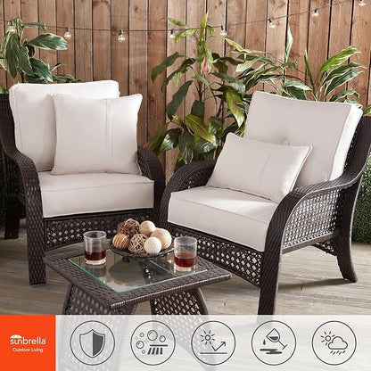 Greendale Home Fashions Sunbrella 20" Square Outdoor Throw Pillow with Removable Cover (Set of 2), Cast Pumice 2 Count