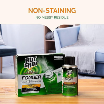 Hot Shot Fogger With Odor Neutralizer 6 Count-2 Ounce Cans (2 Pack), Controls Heavy Insect Infestations