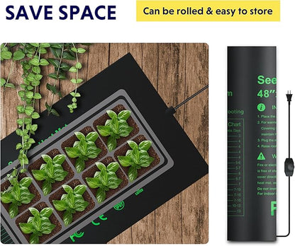 iPower 48" x 20.75" Seeding Heat Mat with Thermostat Temperature Adjustable Knob, Warm Hydroponic Indoor Gardening Plant Germination Pad,