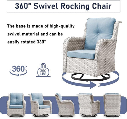 Patio Swivel Rocker Chairs: 5-Piece Set with Wicker Armrests for Outdoor Use, mos071-1 075 078-0