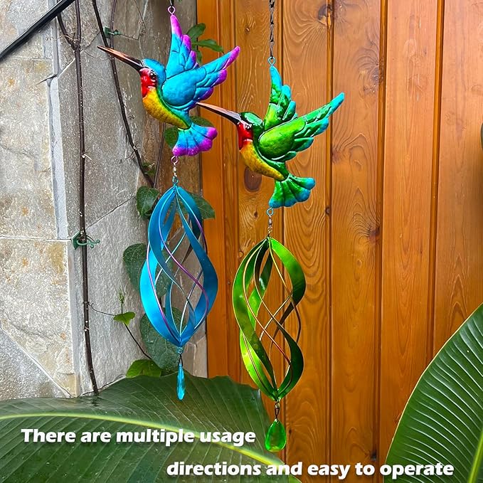 Wind Spinner Hummingbird Kinetic Wind Spinners Metal Decorations Outdoor Hanging Spinner for Yard and Garden,Garden Decor Crafts Ornaments Gift