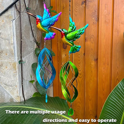 Wind Spinner Hummingbird Kinetic Wind Spinners Metal Decorations Outdoor Hanging Spinner for Yard and Garden,Garden Decor Crafts Ornaments Gift