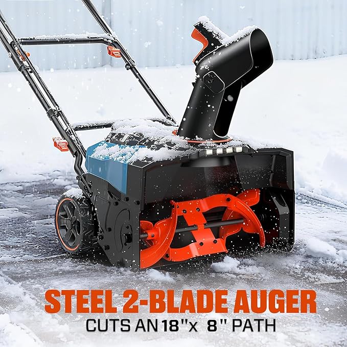 SENIX 40V 18'' Cordless Snow Blower - 33' Max Throwing Distance, 1500W Brushless Motor, Variable Speed Steel Auger, LED Lights, with 2×5.0Ah Batteries & Charger, Clearing Snow 460lbs/min (STX2-M)