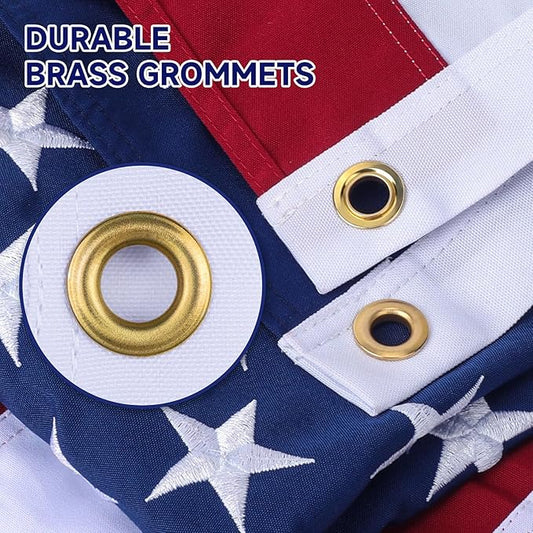 American Flag for Outside 5x8 Ft Upgraded Thickened Spun Polyester Series Fade-Resistant Ultra Durable Tear-Resistant Heavy Duty USA US Flags Heavy Duty , Embroidered Stars, Sewn Stripes, Brass Grommets