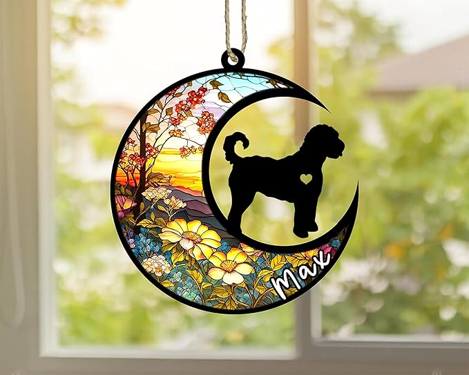 Personalized Dog Memorial, Custom Name Goldendoodle Dog Christmas Ornament with Name, Custom Breeds, Pet Loss Light Catcher, Gifts for Lovers Loss of Pet Sympathy on Mothers Day Christmas