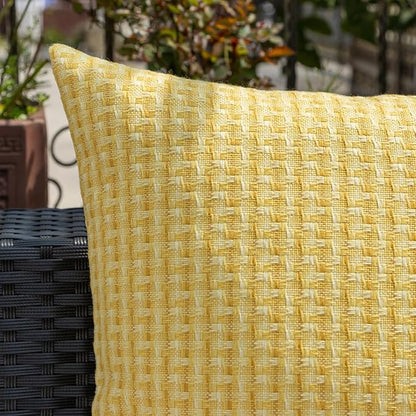 Kevin Textile Outdoor Waterproof Throw Pillow Covers Pack of 2 Farmhouse Decorative Cushion Covers for Garden Patio Tent Balcony Bench Couch Sofa 12x20 Inch, Yellow