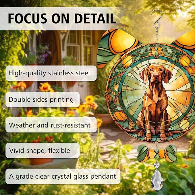 Vizsla Dog Ears Wind Spinner, Vizsla Wind Spinner Hanging for Yard and Garden V02