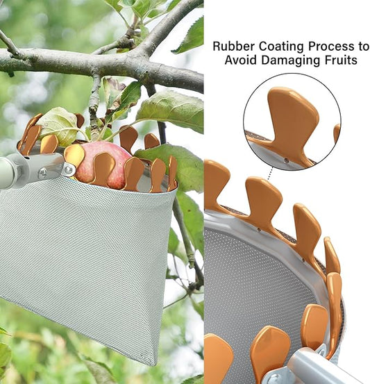Fruit Picker Tool with 6-Part Extension Pole and Cloth Bag for Gentle Fruit Catching（8FT）
