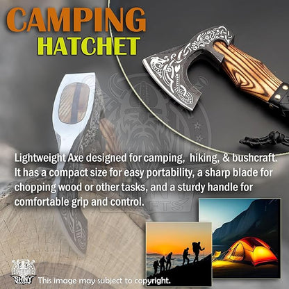 SHINY CRAFTS®- Hand-Forged Viking Axe for Men Leather-Wrapped Handle & Sheath Great for Birthdays, Holidays, or Weddings (SCA-19)