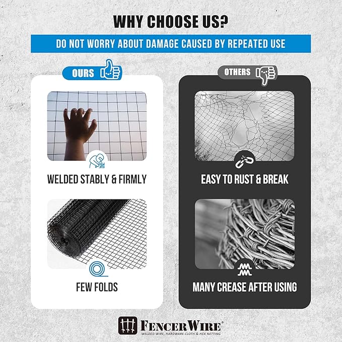 Fencer Wire 16 Gauge Black Vinyl Coated Welded Wire Mesh Size 1.5 inch by 1.5 inch (2 ft. x 50 ft.)