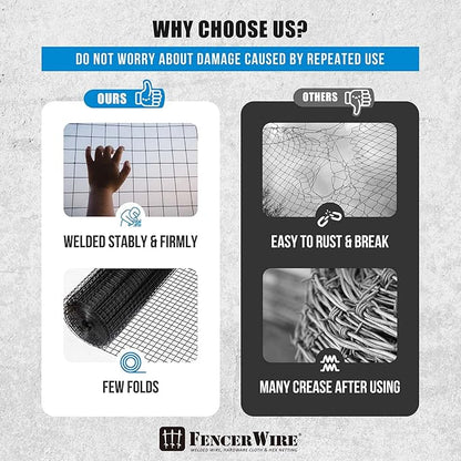 Fencer Wire 16 Gauge Black Vinyl Coated Welded Wire Mesh Size 1.5 inch by 1.5 inch