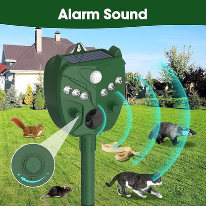 2 Pack NAVISOVL Solar Ultrasonic Animal Repellent Outdoor Cat, Squirrel, Deer Repeller, Motion Sensor&Flashing Light, Repel Dogs,Boar,Deer,Fox,Raccoon,Skunk,Rabbit,Bird Deterrent for Yard&Farmland