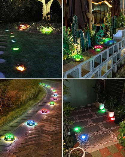 Biling Solar Pathway Lights Outdoor Uplight Sidelight, 8 Packs Multi Color Solar Ground Lights Waterproof for Yard Walkway Garden Halloween Decorations