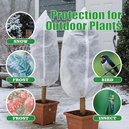 2-Pack Plant Covers Freeze Protection, Winter Frost Cloth with Zipper & Drawstring - 47.24''W x 70.87''H White Frost Blankets for Outdoor Garden Plants and Trees