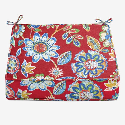 BrylaneHome Extra-Thick Seat Cushion - 23”L x 22”W x 5.5”H - Patio & Outdoor - Water, Stain & Fade Resistant - Daelyn Cherry