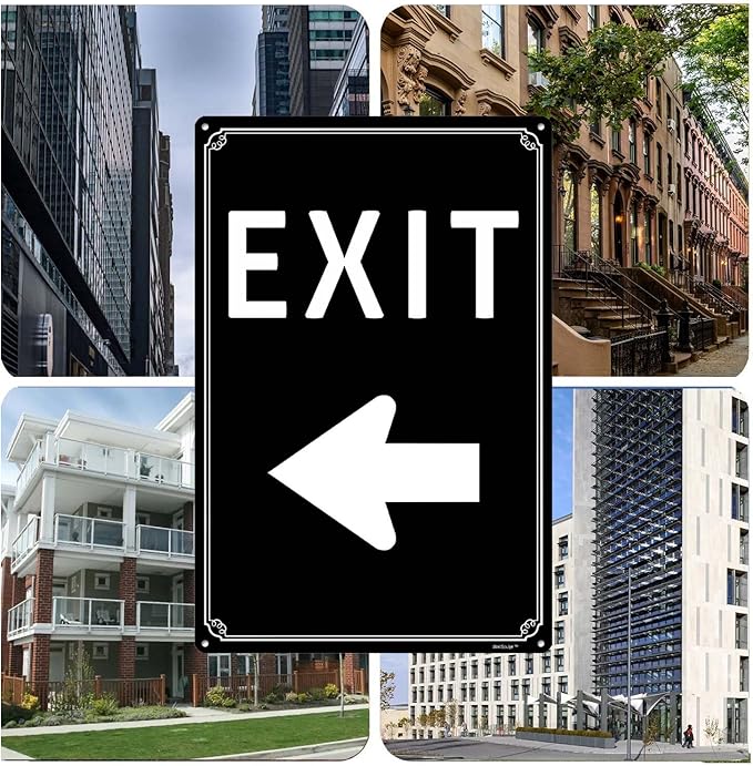 12x16"Exit Sign with Right Arrow - High-Intensity Aluminum Parking Lot Sign, Weatherproof & Fade-Resistant, Ideal for Outdoor & Indoor Use - Curbside Sign