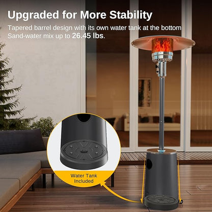 EAST OAK 50,000 BTU Patio Heater with Sand Box, Table Design, Double-Layer Stainless Steel Burner, Wheels, Triple Protection System, Outdoor Heater for Home and Residential, Polar Night