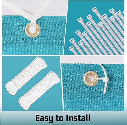 SUNNY GUARD Shade Cloth 6x10 FT Sun Shade Screen Fabric HC-006 with Grommets for Backyard Garden Pergola, Turquoise Blue