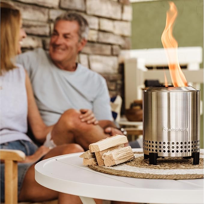 Solo Stove Mesa, 5.1 Inch Tabletop Fire Pit with Stand - Smokeless, Stainless Steel Fire Pit for Camping, Outdoor & Patio- Wood Burning or Pellet Fueled Portable Bonfire, 1.4lbs, Stainless Steel