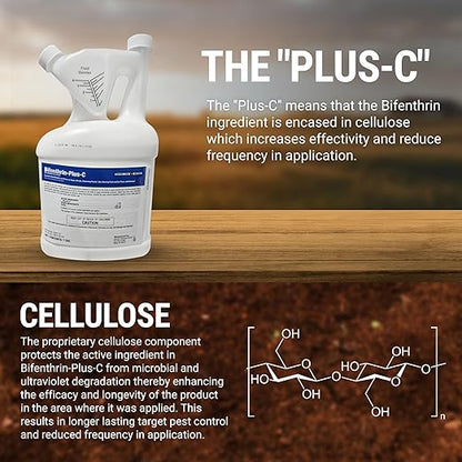 Bifenthrin-Plus-C Insecticide (1 Gal) - Roach Killer Indoor Infestation, Termite Treatment, Ant Control & Wasp Spray - Home Defense Pest Control, Residential, Commercial, and Industrial Use