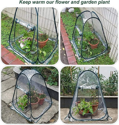 porayhut Pop Up Greenhouse Cover ,Pack of 2 Pcs,Flower House Mini Gardening Plant Flower Sunshine Room Room,Backyard PVC Greenhouse Cover for Cold Frost Protector Gardening Plants