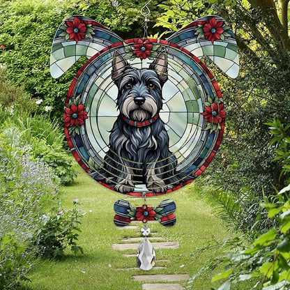 Scottish Terrier Dog Ears Wind Spinner, Scottish Terrier Wind Spinner Hanging for Yard and Garden V02