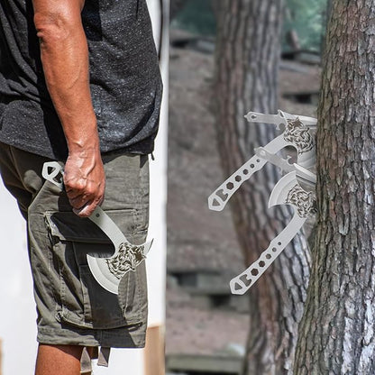 Throwing Axe and Tomahawk 3 Pack Protective Nylon Sheath with Built-in Corkscrew,10.4" Full Tang Stainless Steel Throwing Tomahawk Silver