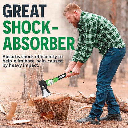 WilFiks Splitting Axe, 15” Camping Hatchet for Chopping and Kindling Wood and Branches, Forged Carbon Steel Hand Maul Tool for Gardening, Fiberglass Shock Reduction Handle with Anti-Slip Grip