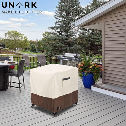 Patio Wicker Side Table Cover, Suitable for 3-Piece Outdoor Wicker Patio Bistro Set Side Table, Waterproof Square Patio Small Side Table Cover 22 W x 22 D x 18 H inches Beige and Brown