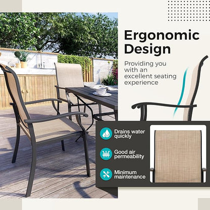 Pamapic Patio Chairs Set of 4, All-Weather Textilene Ergonomic Outdoor Dining Chairs for Garden Backyard Poolside Deck, Beige