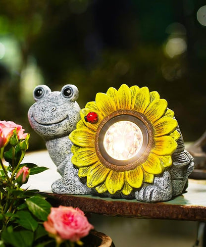 Solar Turtle Sunflower Light Garden Decor, Outdoor Statue Ornaments for Home Yard Lawn,Unique Gifts for Women Grandma Mom(Grey)