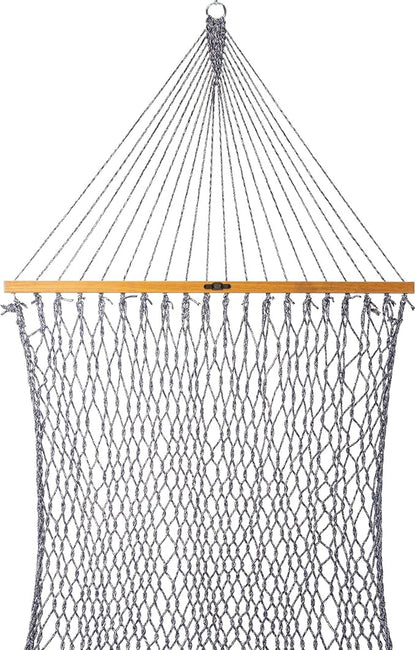 Original Pawleys Island Large Navy DuraCord Rope Hammock – 13 ft. x 55 in., 2-Person, 450 lb Capacity, Oak Spreader Bar, Zinc-Plated Hardware, Handcrafted in The USA