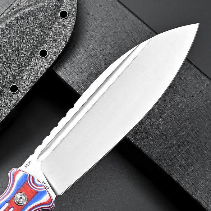 Eafengrow EF149 Fixed Blade Knife N690 Steel Blade Colorful G10 Handle Full Tang EDC Straight Knife for Hunting Camping Adventure