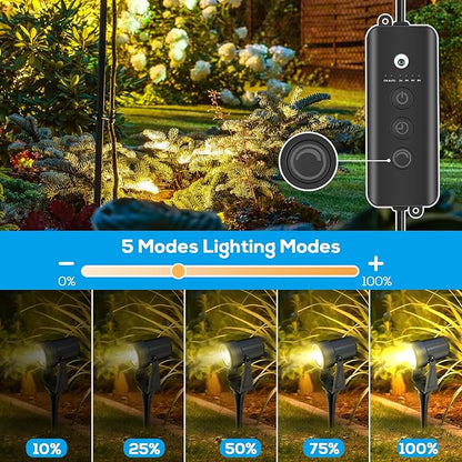 ZYAN Low Voltage Landscape Spotlights LED Landscape Lighting with Sensor, IP65 Waterproof Outdoor Lights for Yard Garden Pathway, Plant Tree Spoltights Dimmable with Timer, Auto ON/Off (4 Pack)