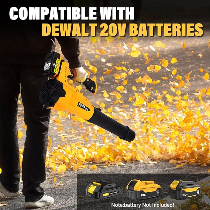 Cordless Leaf Blower for Dewalt 20V Battery - 500 CFM/150 MPH Electric Leaf Blower with Brushless Motor, 6-Speed Adjustable (100MPH) for Lawn/Yard Care (Tool Only)