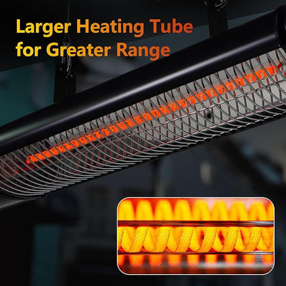 Hanging Patio Heater, Outdoor Electric Heater, Wall Mounted & Ceiling Infrared Garage Heater for Outdoor/Indoor Use, 1500W, Remote Control, Black