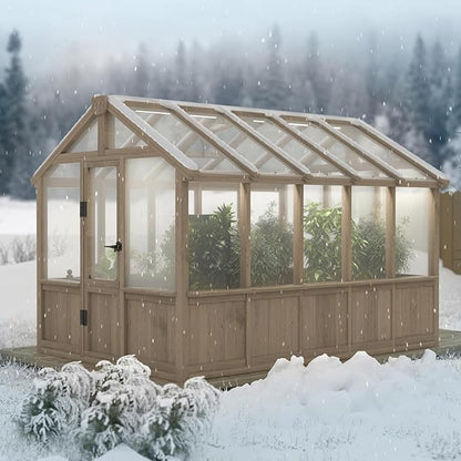 BlueWish 6x10FT Greenhouse, Greenhouses for Outside with Cedar Frame, Wood Greenhouse with Adjustable Vent, 6MM Polycarbonate Panel, Green House for Outside, Garden, Backyard