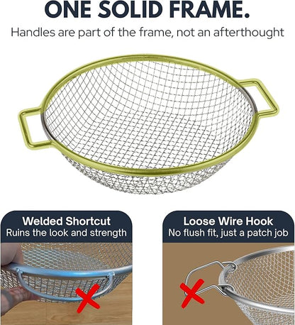 Round Soil Sifter for 5-Gallon Bucket (3/8-inch Mesh), Stainless Steel Garden Sieve with Handles