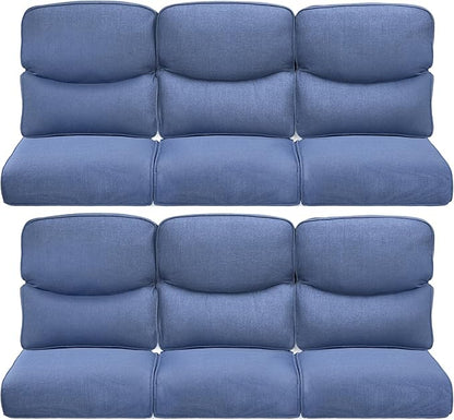 Pop 22x25/22x24 Outdoor Furniture Cushions Set of 6 - Comfortable Patio Chair Cushion for Rattan Wicker Dining Rocking Swivel Chairs Loveseat Couch L-Shape Sectional Sofa - Navy Blue/Smile