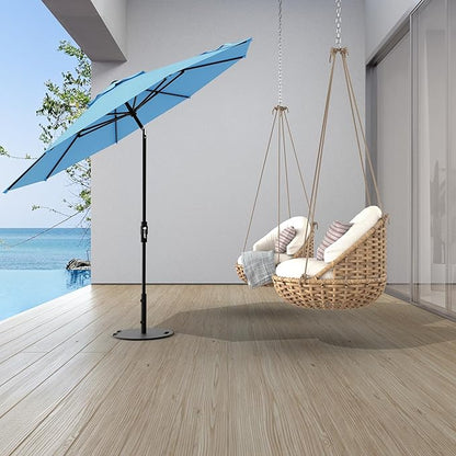 Midtown Umbrellas The Swilt 10 Feet Patio Umbrella in Sunbrella Capri Acrylic Fabric - Fiberglass Ribs, Auto-Tilt Aluminum Frame For Backyard, Deck, Garden, Pool - White Pole