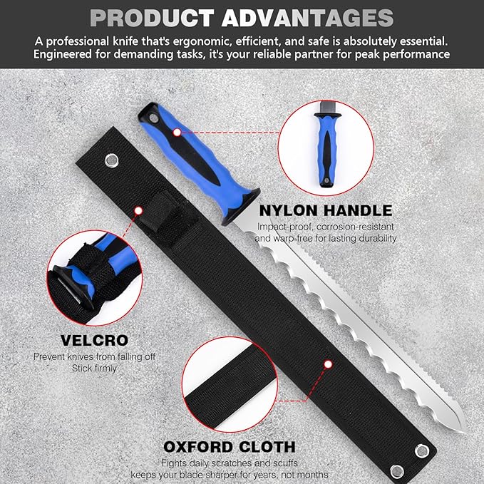 Sod Cutter knife: Stainless Steel Garden Knife 11.14-inch sharp blade, double-edged sod knife for outdoor, Lawn Repair, easy to carry (new blue)