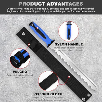 Sod Cutter knife: Stainless Steel Garden Knife 11.14-inch sharp blade, double-edged sod knife for outdoor, Lawn Repair, easy to carry (new blue)