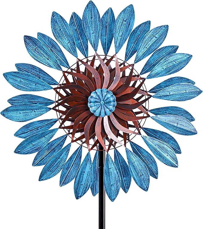 Garden Wind Spinners 360°, Outdoor Metal Windmill Yard Spinners Large 84 in Height 22 in Dia Dual Direction Dual Rotors Wind with Kinetic, Wind Spinner Outdoor Clearance for Yard and Garden Art Decor
