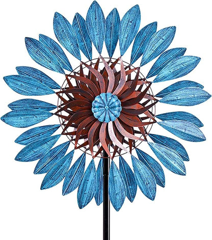 Garden Wind Spinners 360°, Outdoor Metal Windmill Yard Spinners Large 84 in Height 22 in Dia Dual Direction Dual Rotors Wind with Kinetic, Wind Spinner Outdoor Clearance for Yard and Garden Art Decor