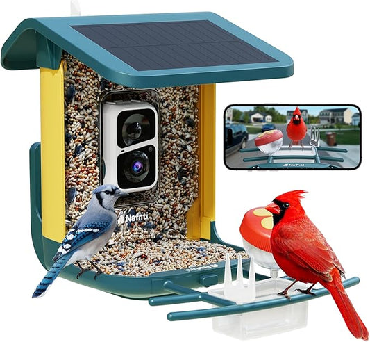 Bird Feeder with Camera, Support 2.4GHz/5GHz, 2K Live Steam for Outdoor, 1.8L Large Capacity, AI Identify Auto Capture Videos, Camera Bird Feeders for Outside, Ideal Gift for BirdLovers