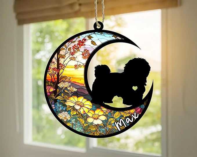 Personalized Dog Memorial, Custom Name Havanese Dog Christmas Ornament with Name, Custom Breeds, Pet Loss Light Catcher, Gifts for Lovers Loss of Pet Sympathy on Mothers Day Christmas