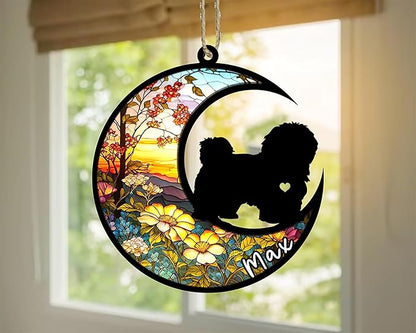Personalized Dog Memorial, Custom Name Havanese Dog Christmas Ornament with Name, Custom Breeds, Pet Loss Light Catcher, Gifts for Lovers Loss of Pet Sympathy on Mothers Day Christmas